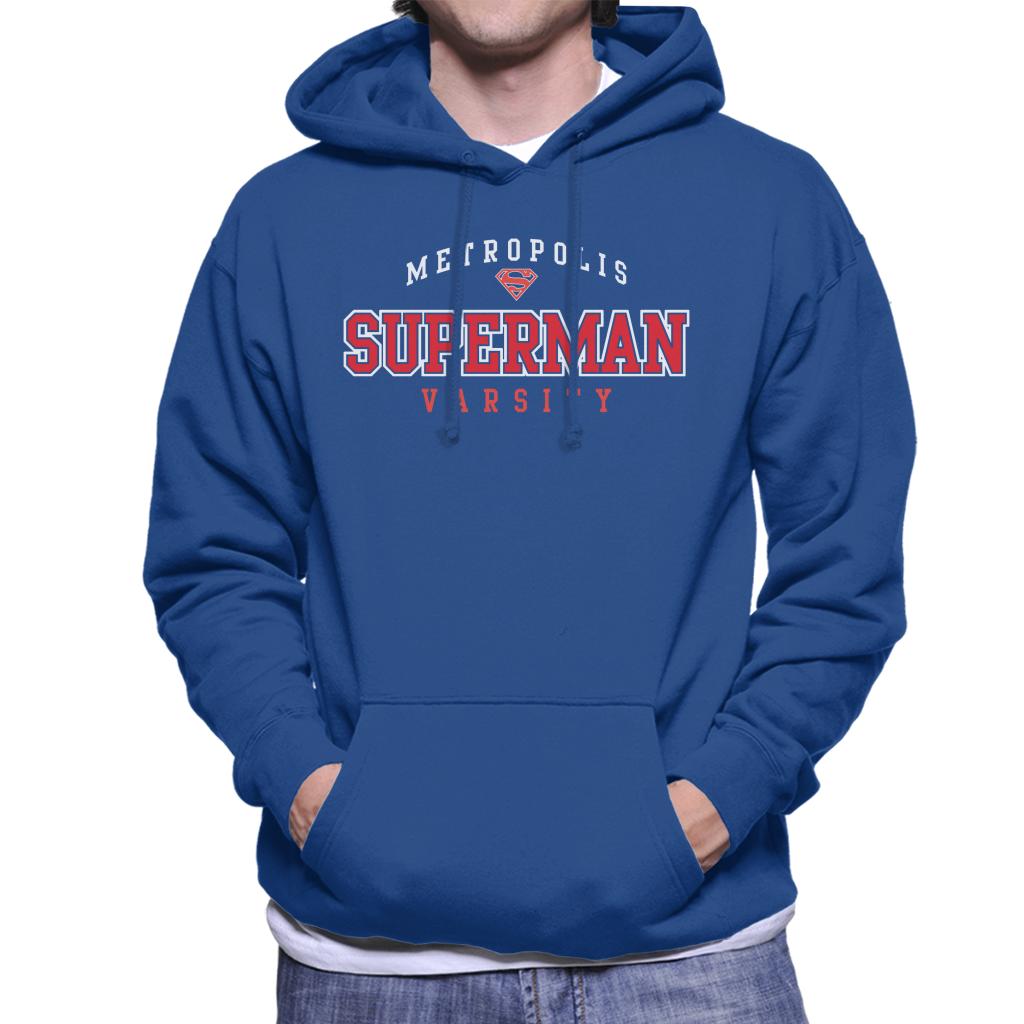 Superman Metropolis Varsity Logo Men's Hooded Sweatshirt-ALL + EVERY