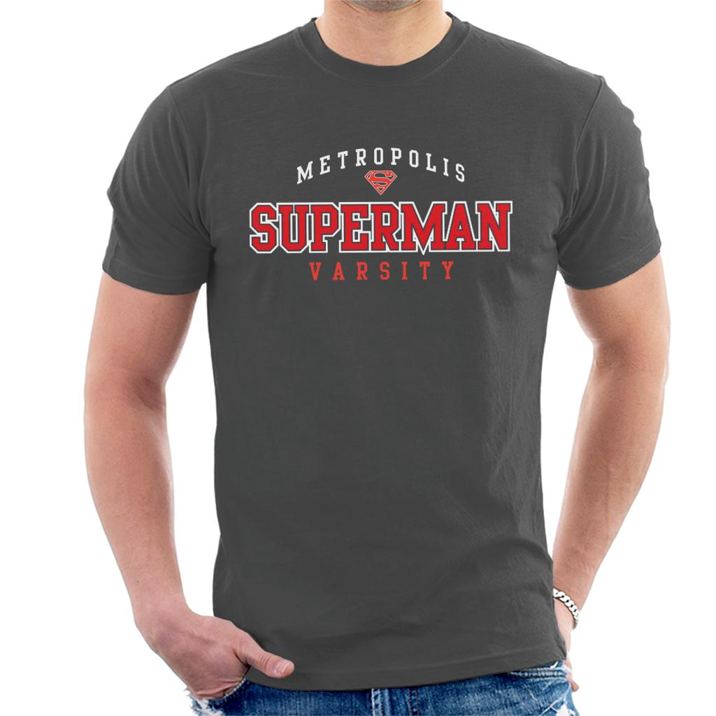 Superman Metropolis Varsity Logo Men's T-Shirt-ALL + EVERY