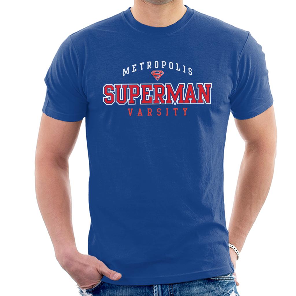 Superman Metropolis Varsity Logo Men's T-Shirt-ALL + EVERY