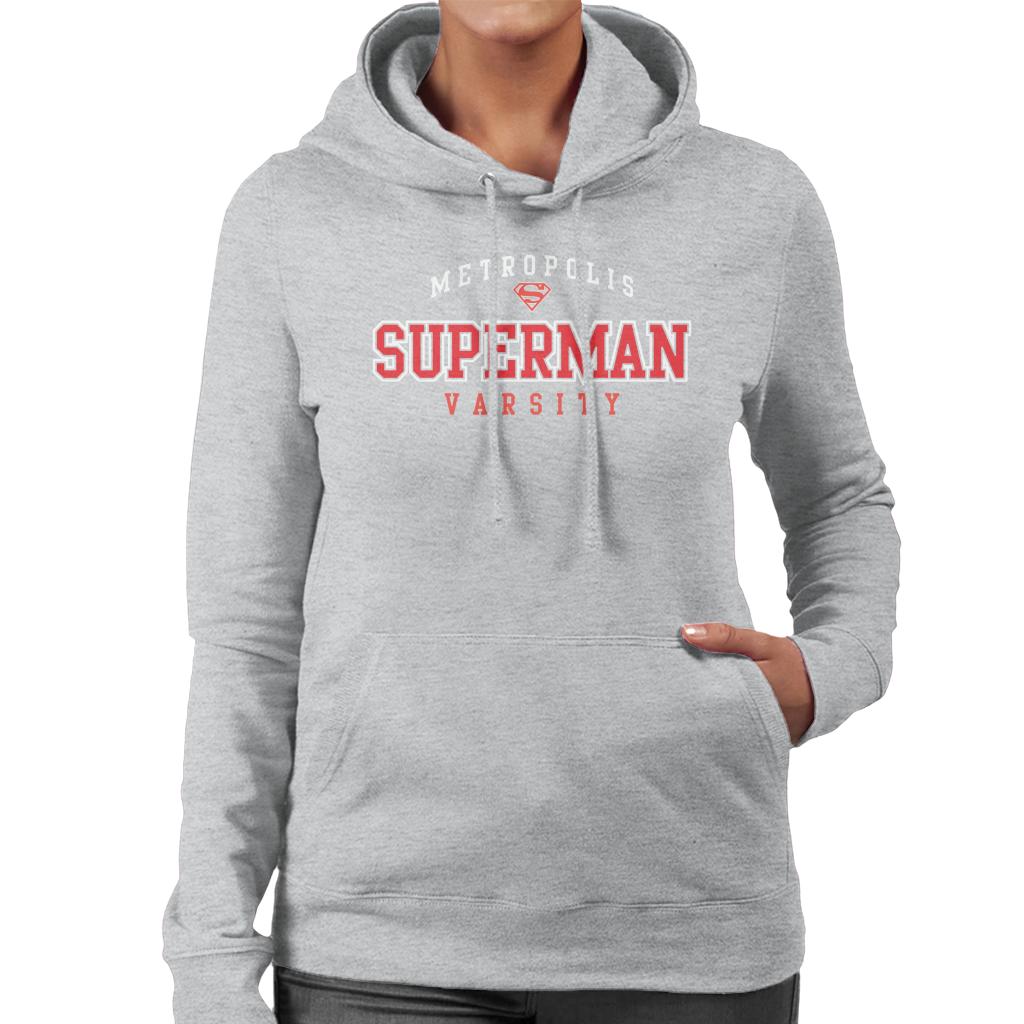 Superman Metropolis Varsity Logo Women's Hooded Sweatshirt-ALL + EVERY