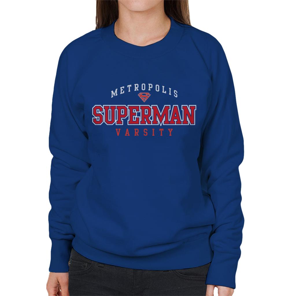 Superman Metropolis Varsity Logo Women's Sweatshirt-ALL + EVERY