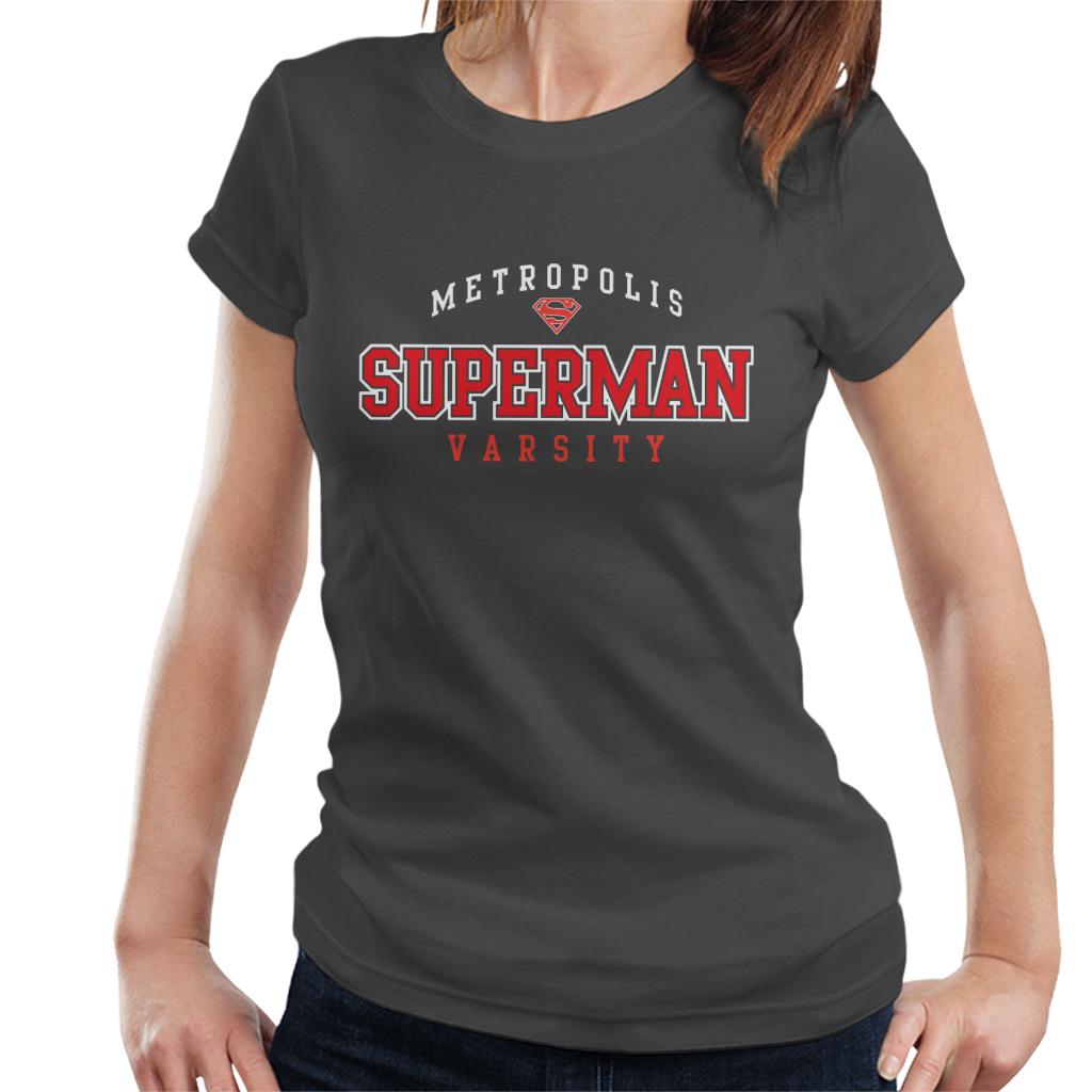 Superman Metropolis Varsity Logo Women's T-Shirt-ALL + EVERY