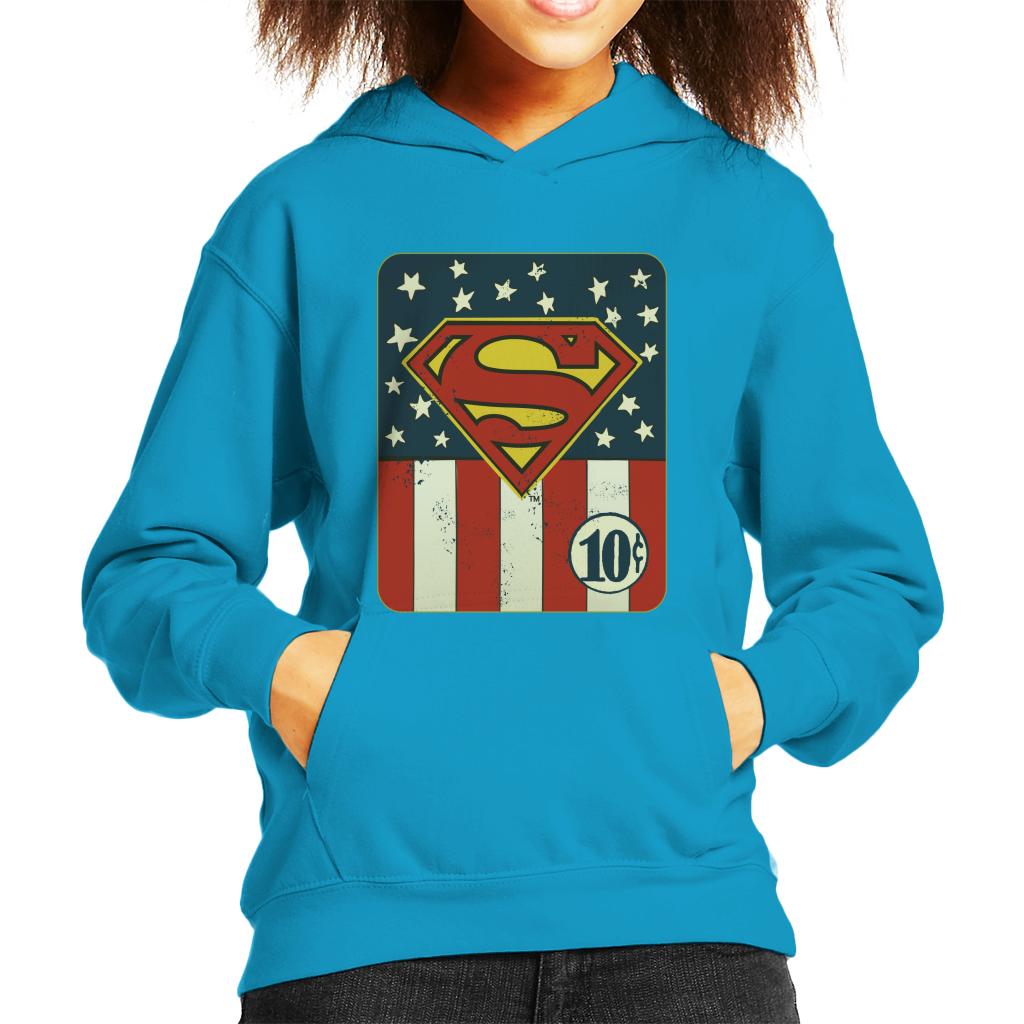 Superman US Flag Golden Age 10c Art Kid's Hooded Sweatshirt-ALL + EVERY