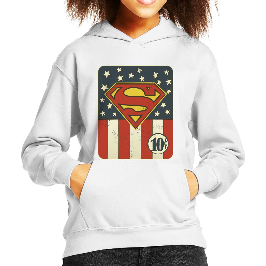 Superman US Flag Golden Age 10c Art Kid's Hooded Sweatshirt-ALL + EVERY