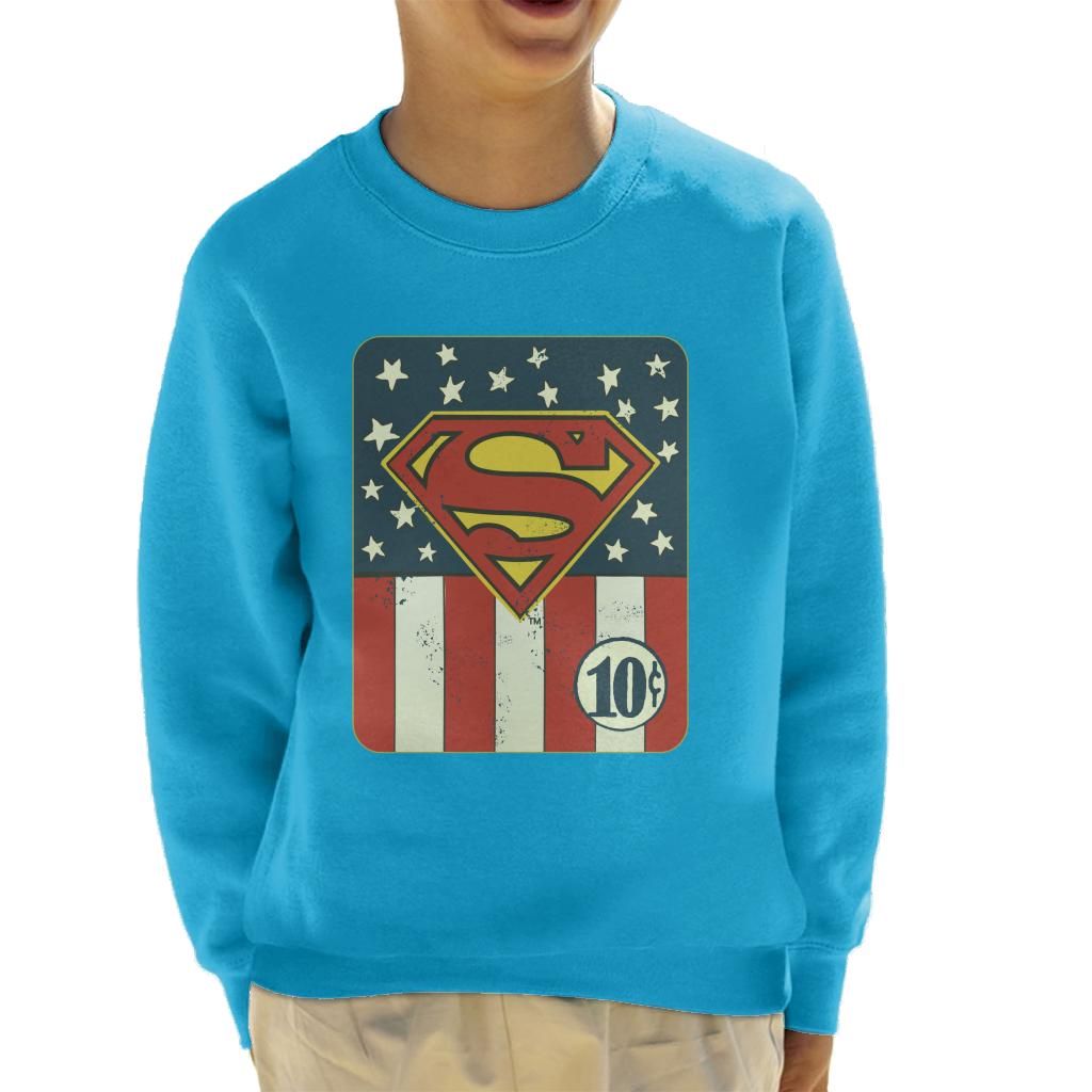 Superman US Flag Golden Age 10c Art Kid's Sweatshirt-ALL + EVERY