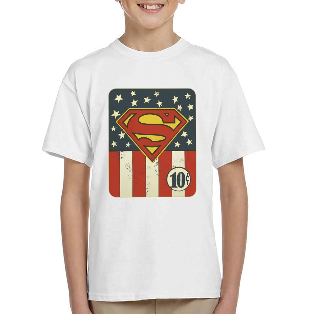 Superman US Flag Golden Age 10c Art Kid's T-Shirt-ALL + EVERY