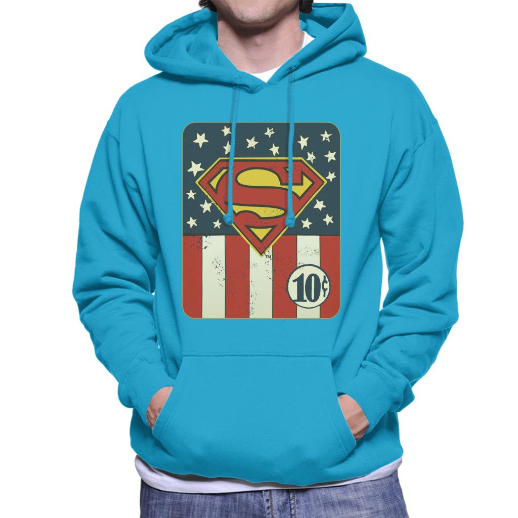 Superman US Flag Golden Age 10c Art Men's Hooded Sweatshirt-ALL + EVERY