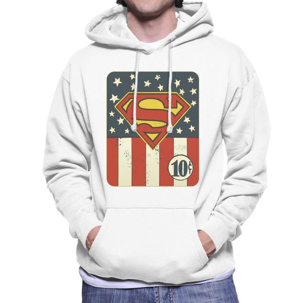 Superman US Flag Golden Age 10c Art Men's Hooded Sweatshirt-ALL + EVERY