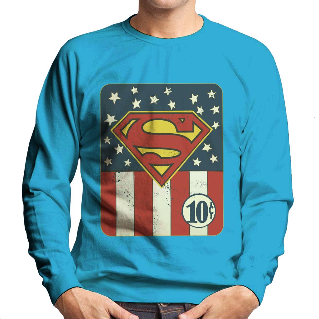 Superman US Flag Golden Age 10c Art Men's Sweatshirt-ALL + EVERY