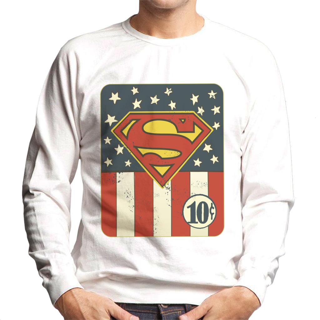 Superman US Flag Golden Age 10c Art Men's Sweatshirt-ALL + EVERY