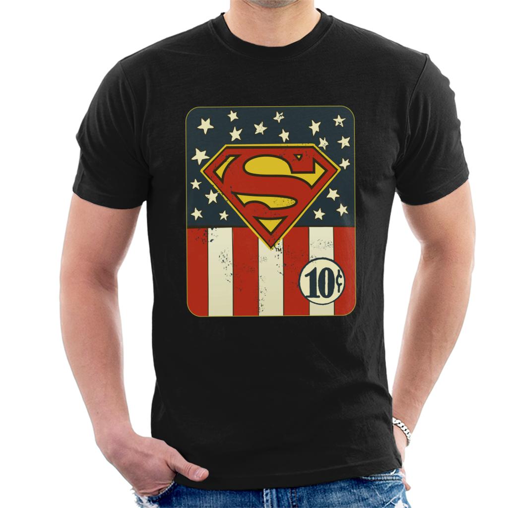 Superman US Flag Golden Age 10c Art Men's T-Shirt-ALL + EVERY