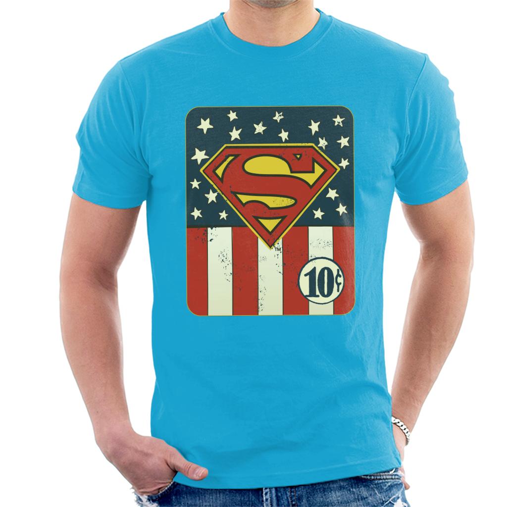 Superman US Flag Golden Age 10c Art Men's T-Shirt-ALL + EVERY