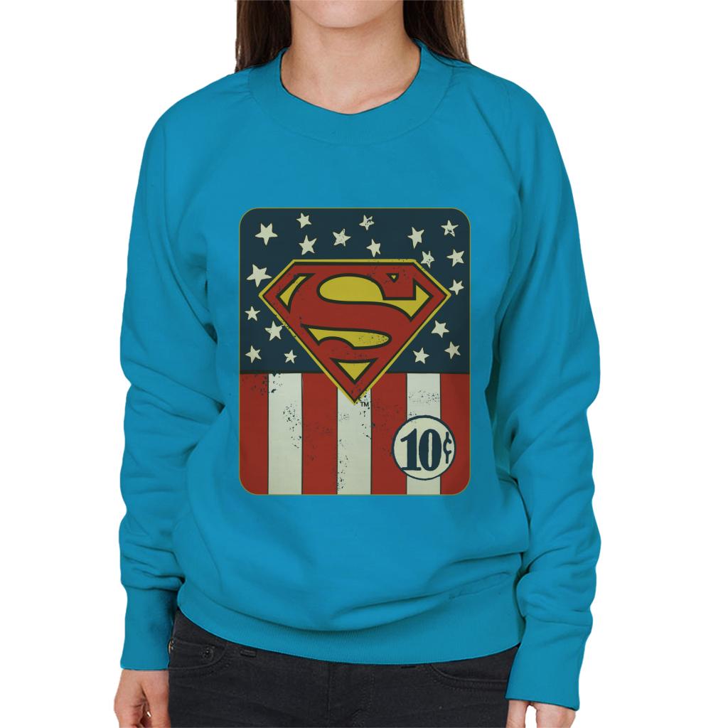 Superman US Flag Golden Age 10c Art Women's Sweatshirt-ALL + EVERY