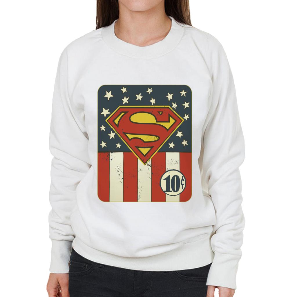 Superman US Flag Golden Age 10c Art Women's Sweatshirt-ALL + EVERY