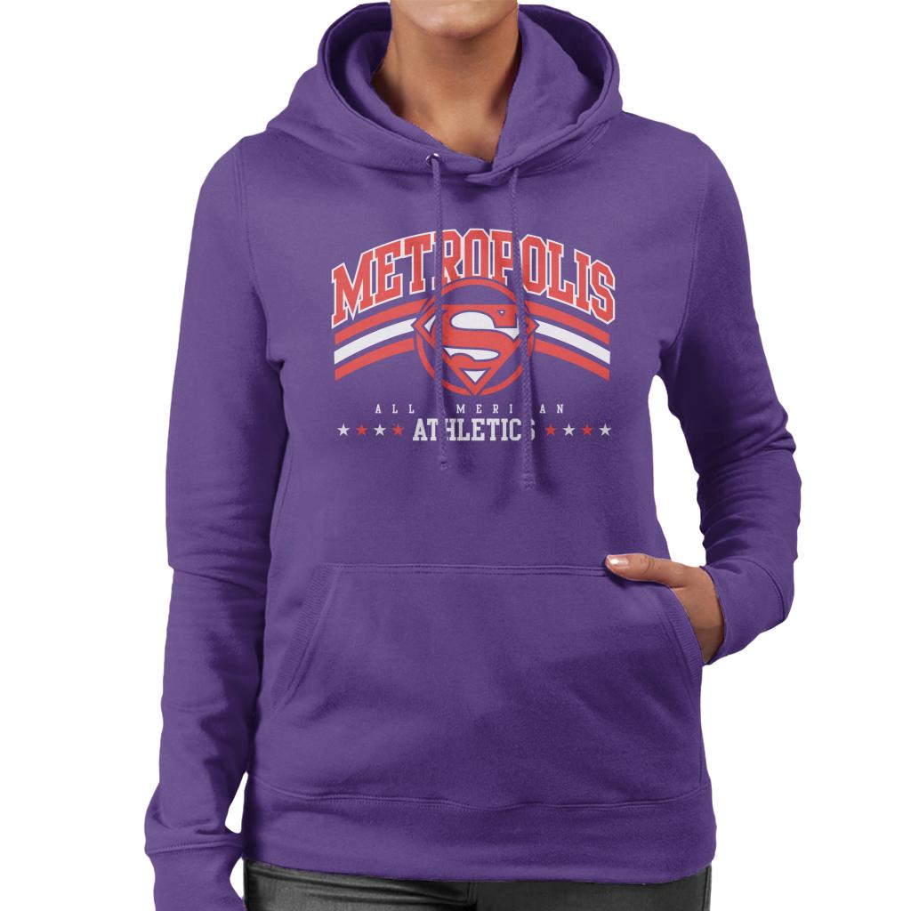 Superman Metropolis All American Athletics Women's Hooded Sweatshirt-ALL + EVERY