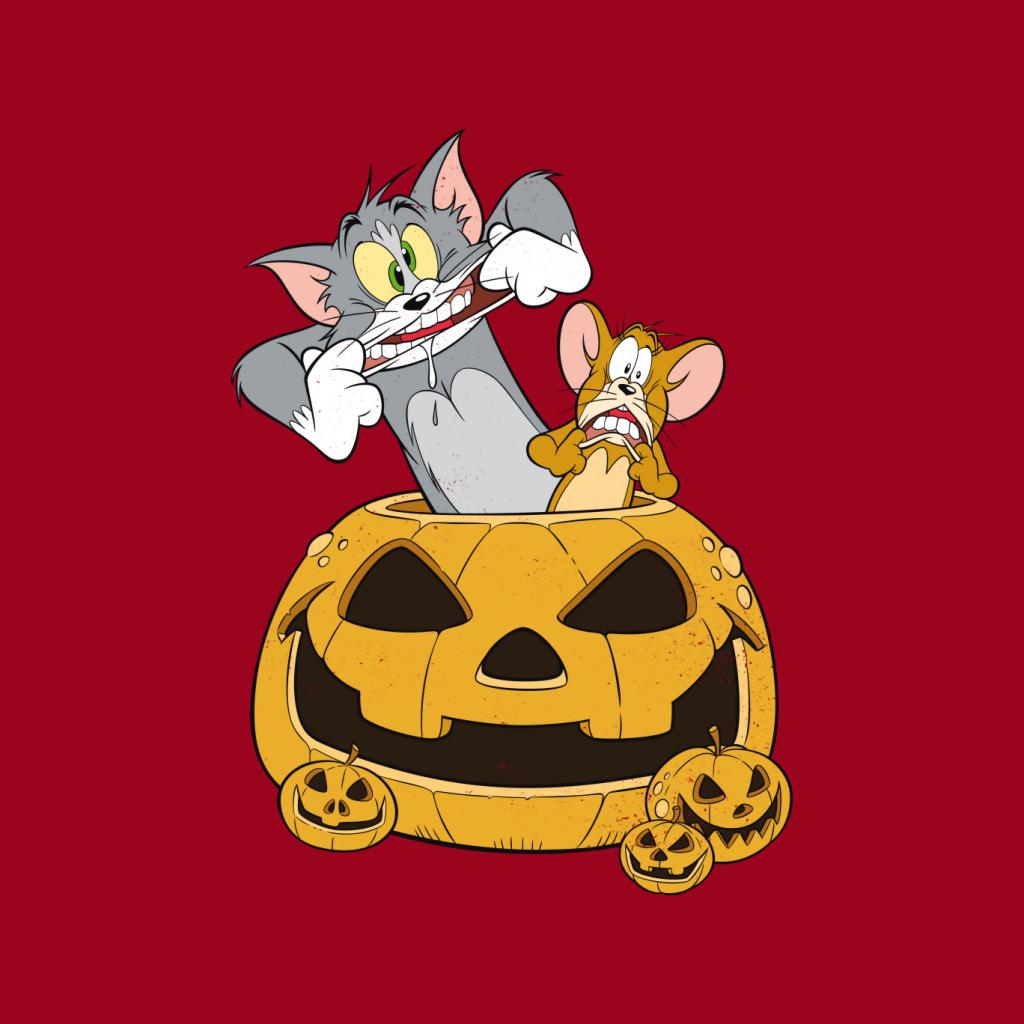 Tom and Jerry Halloween Pumpkin Face Men's T-Shirt-ALL + EVERY