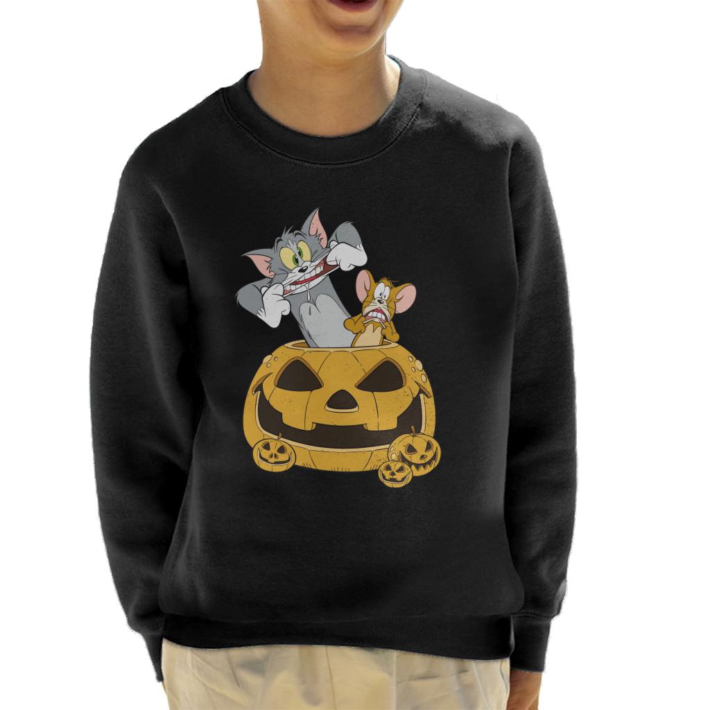 Tom and Jerry Halloween Pumpkin Face Kid's Sweatshirt-ALL + EVERY