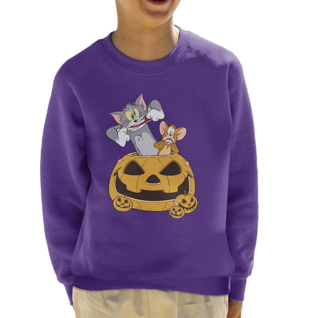 Tom and Jerry Halloween Pumpkin Face Kid's Sweatshirt-ALL + EVERY