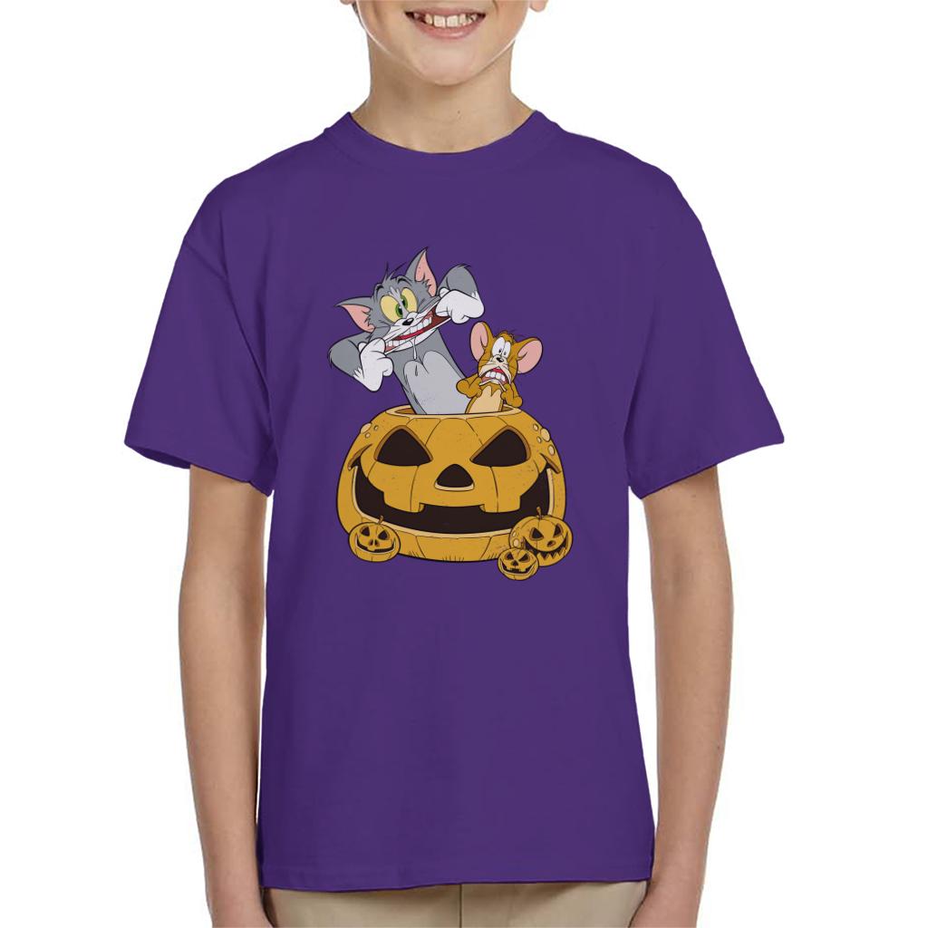 Tom and Jerry Halloween Pumpkin Face Kid's T-Shirt-ALL + EVERY