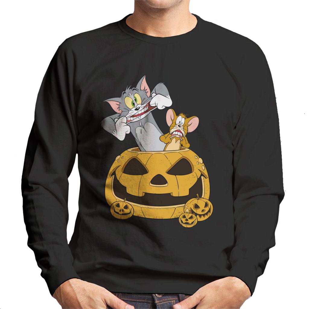 Tom and Jerry Halloween Pumpkin Face Men's Sweatshirt-ALL + EVERY