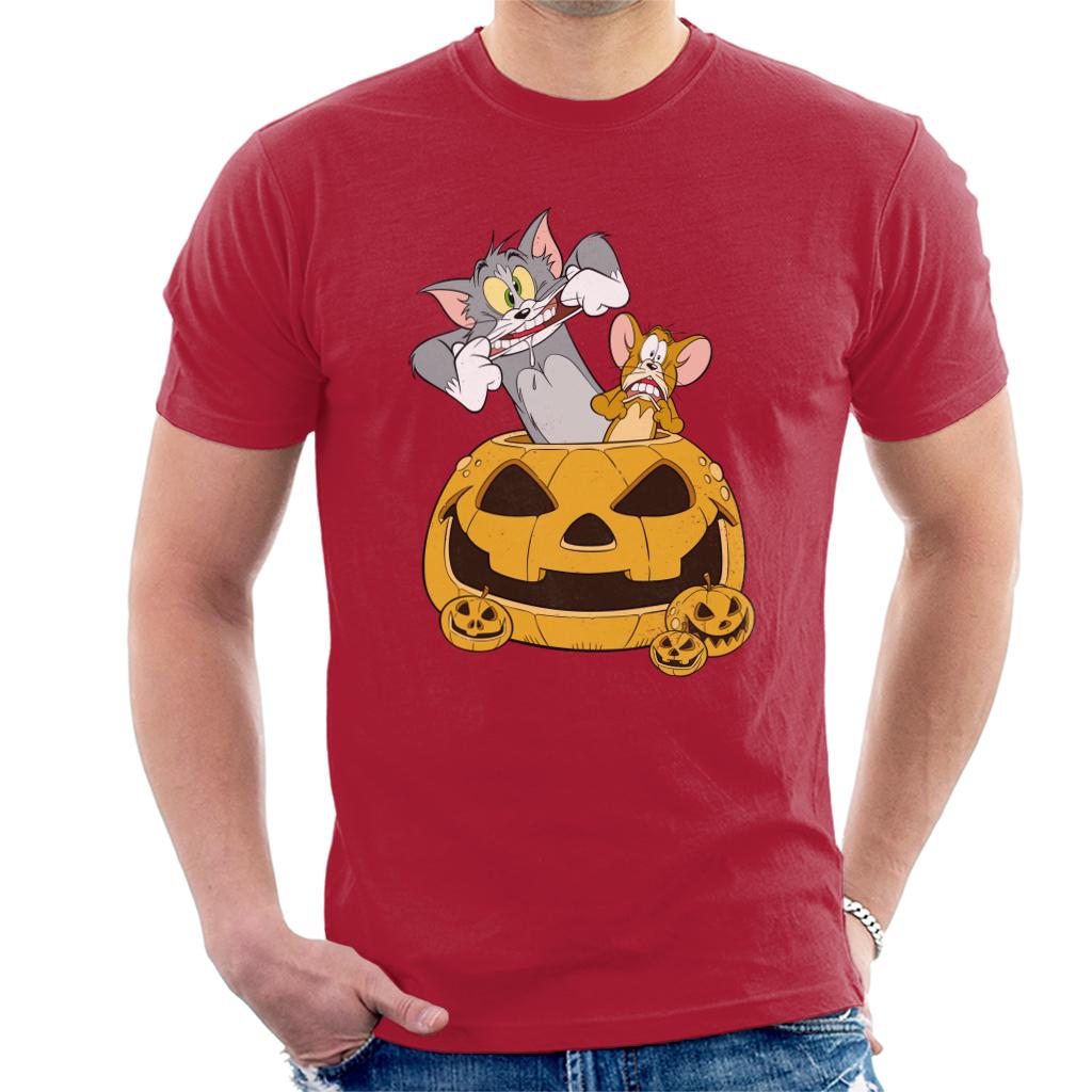 Tom and Jerry Halloween Pumpkin Face Men's T-Shirt-ALL + EVERY