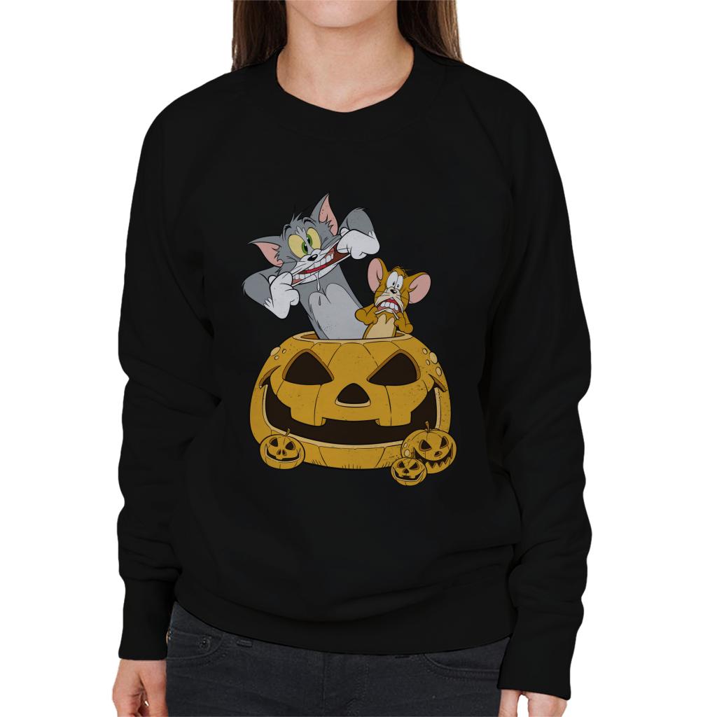 Tom and Jerry Halloween Pumpkin Face Women's Sweatshirt-ALL + EVERY