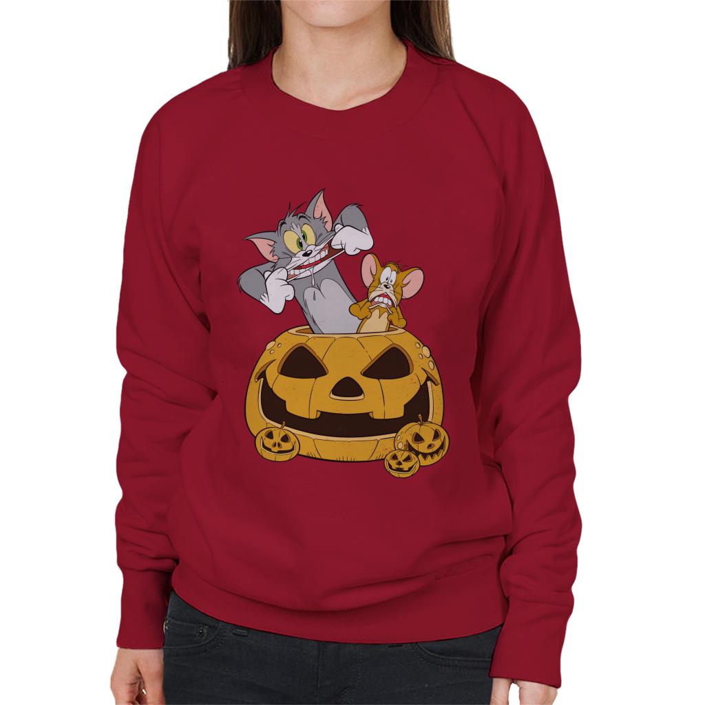 Tom and Jerry Halloween Pumpkin Face Women's Sweatshirt-ALL + EVERY