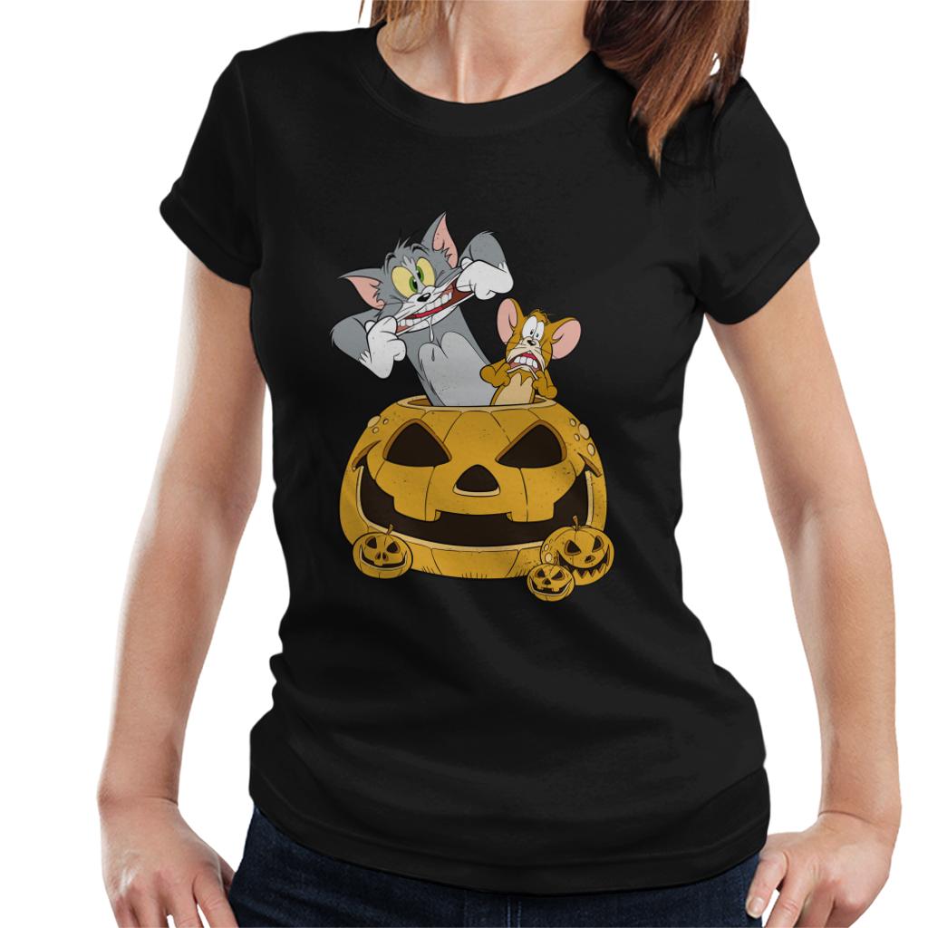 Tom and Jerry Halloween Pumpkin Face Women's T-Shirt-ALL + EVERY