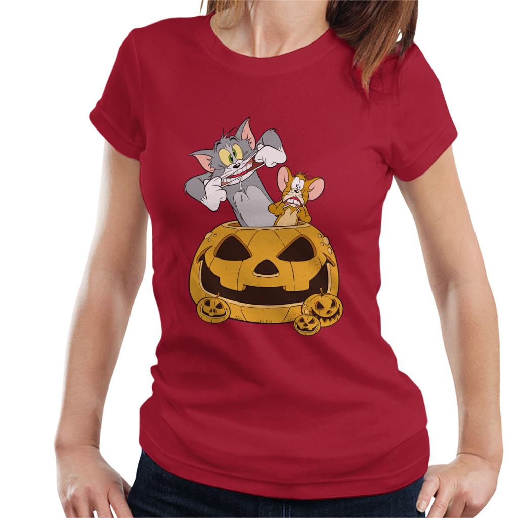 Tom and Jerry Halloween Pumpkin Face Women's T-Shirt-ALL + EVERY