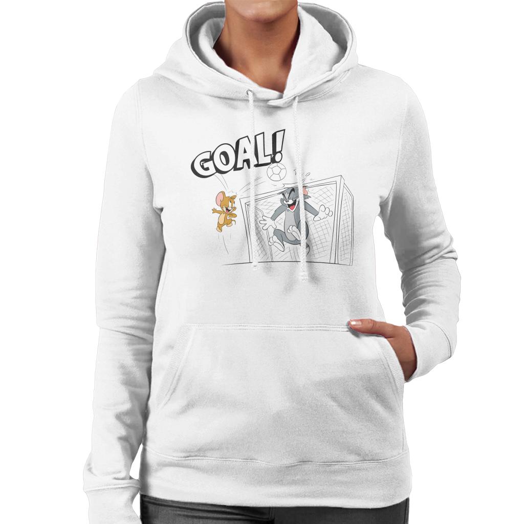 Tom and Jerry Football Back Of The Net Women's Hooded Sweatshirt-ALL + EVERY