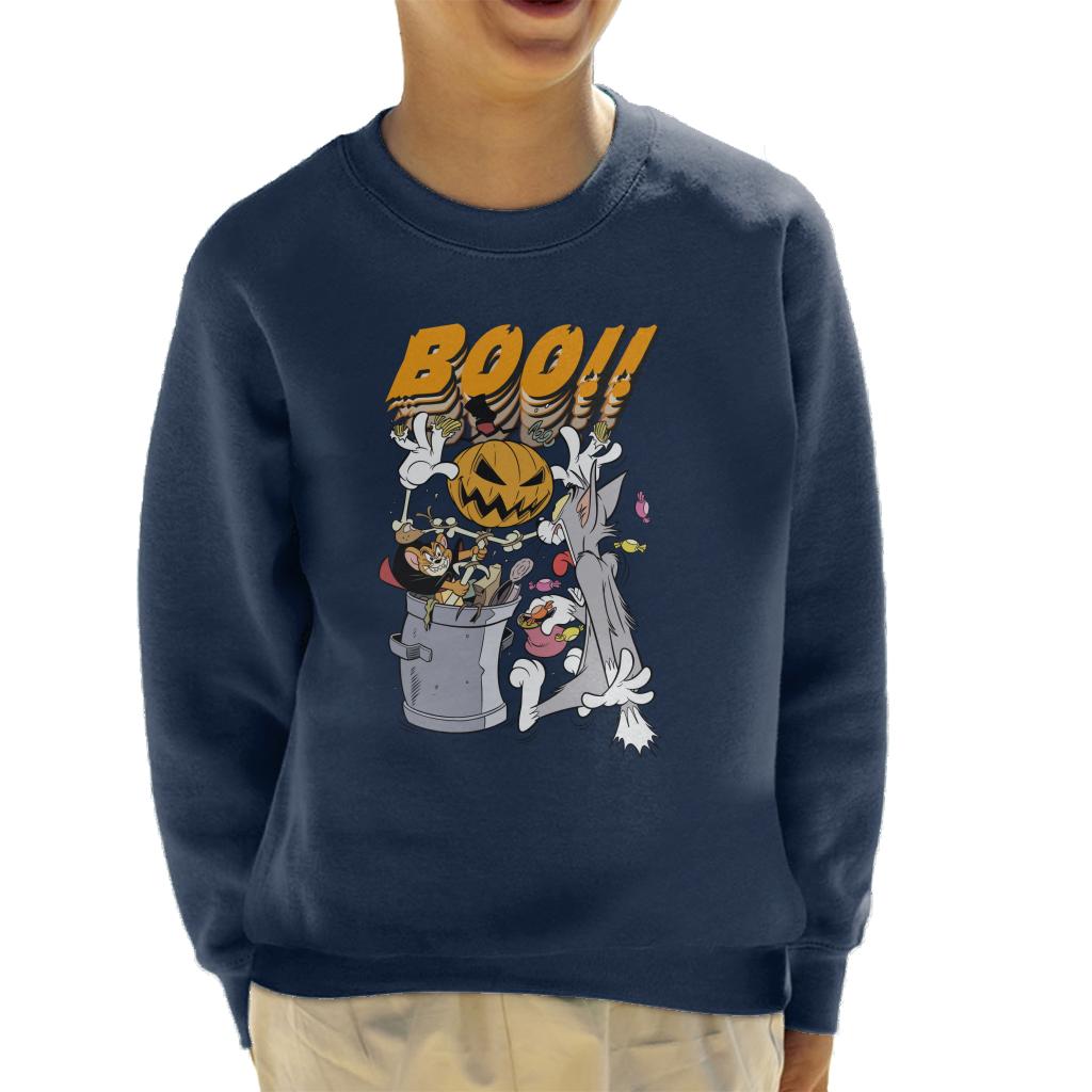 Tom and Jerry Halloween Pumpkin Boom Kid's Sweatshirt-ALL + EVERY