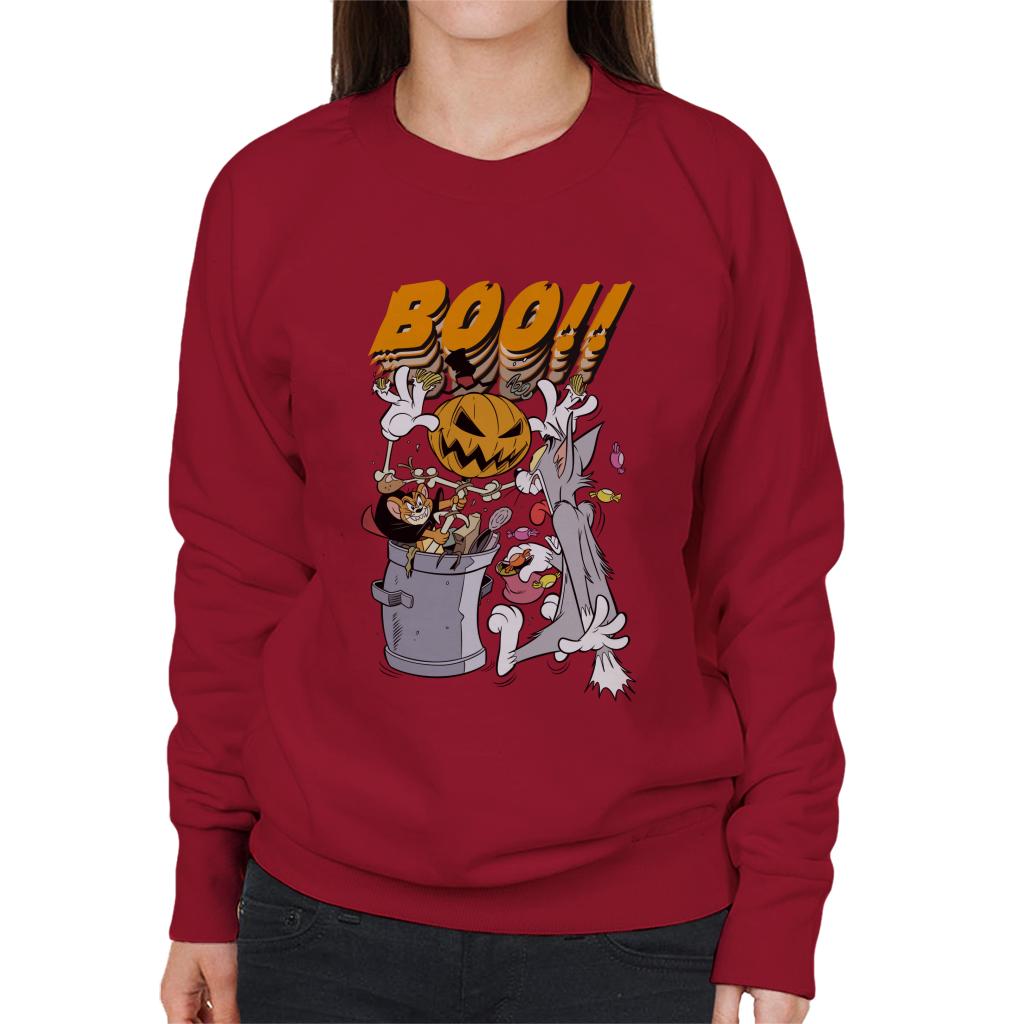 Tom and Jerry Halloween Pumpkin Boom Women's Sweatshirt-ALL + EVERY