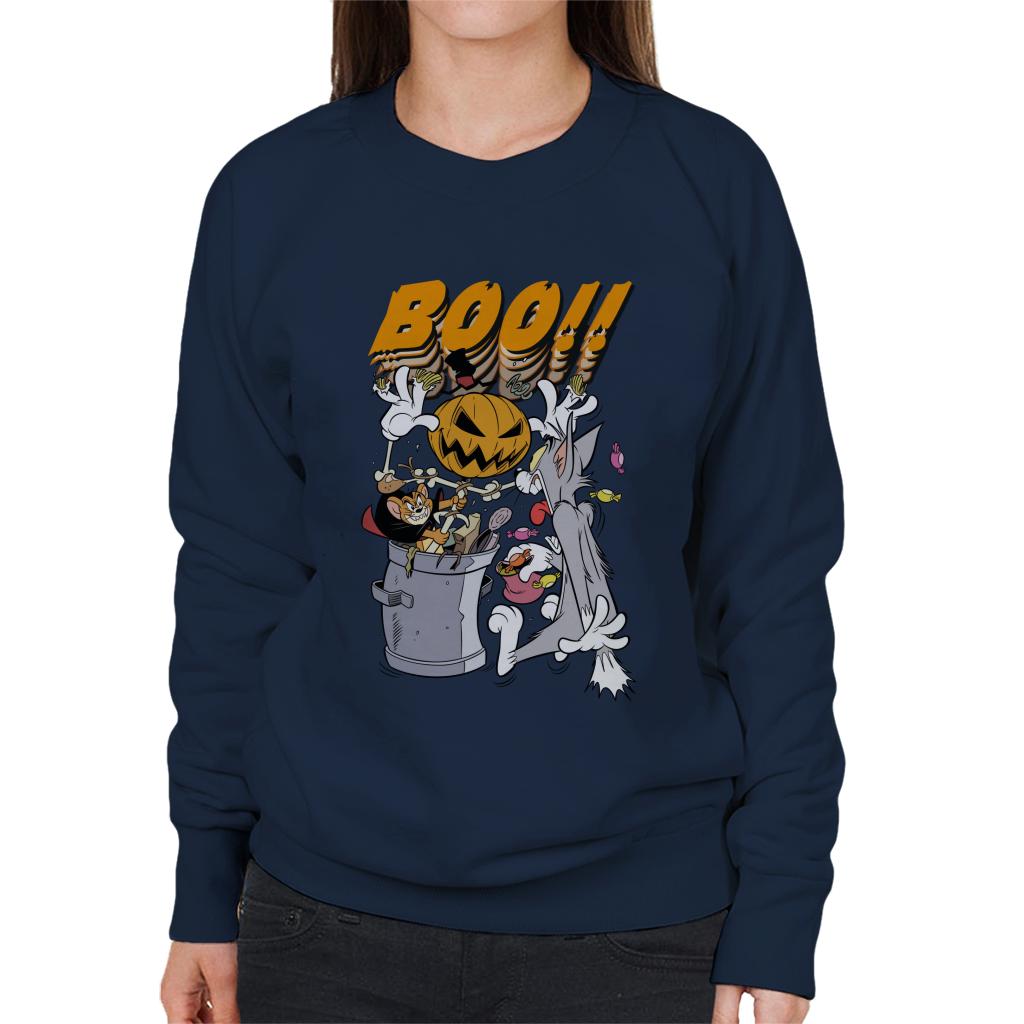 Tom and Jerry Halloween Pumpkin Boom Women's Sweatshirt-ALL + EVERY