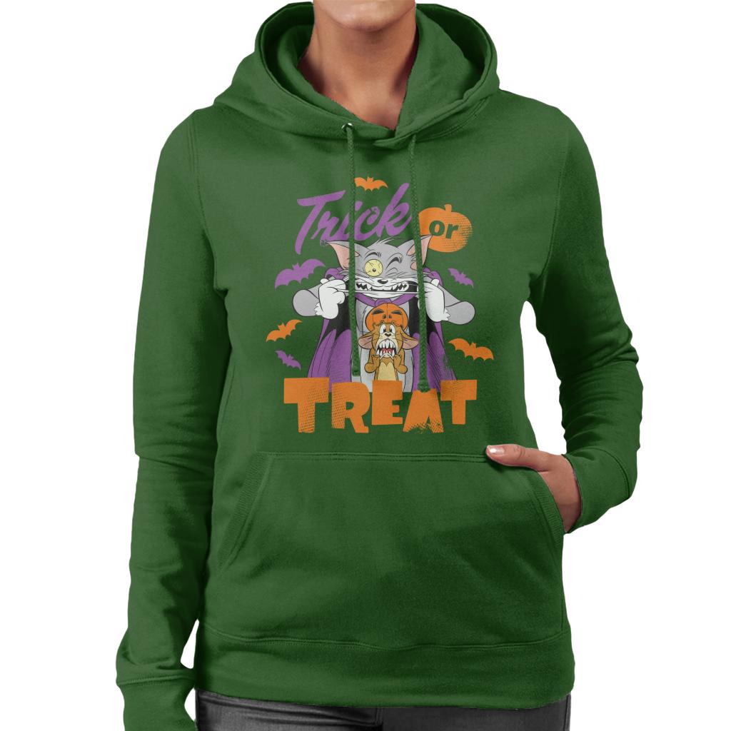 Tom and Jerry Halloween Trick Or Treat Scary Face Women's Hooded Sweatshirt-ALL + EVERY