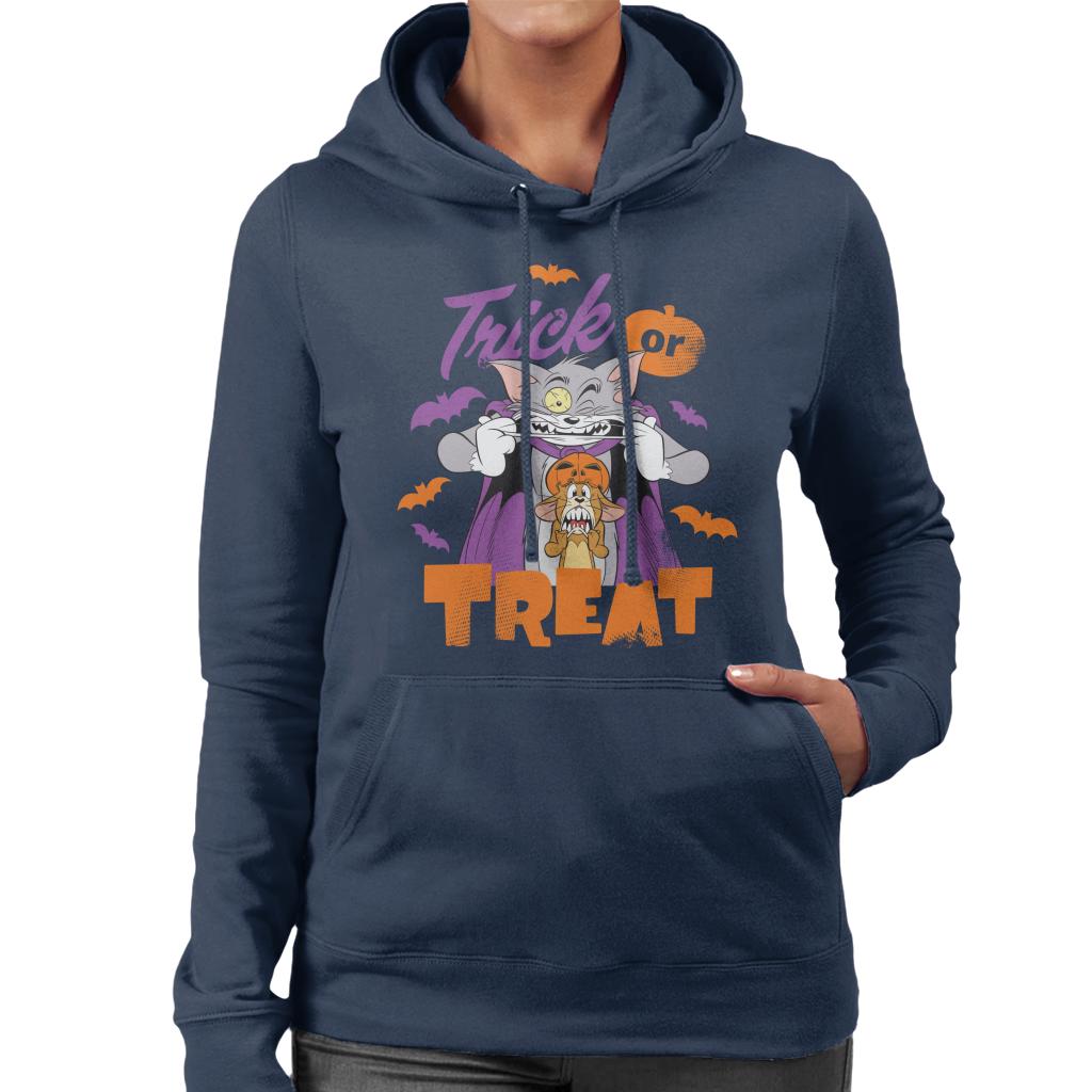 Tom and Jerry Halloween Trick Or Treat Scary Face Women's Hooded Sweatshirt-ALL + EVERY