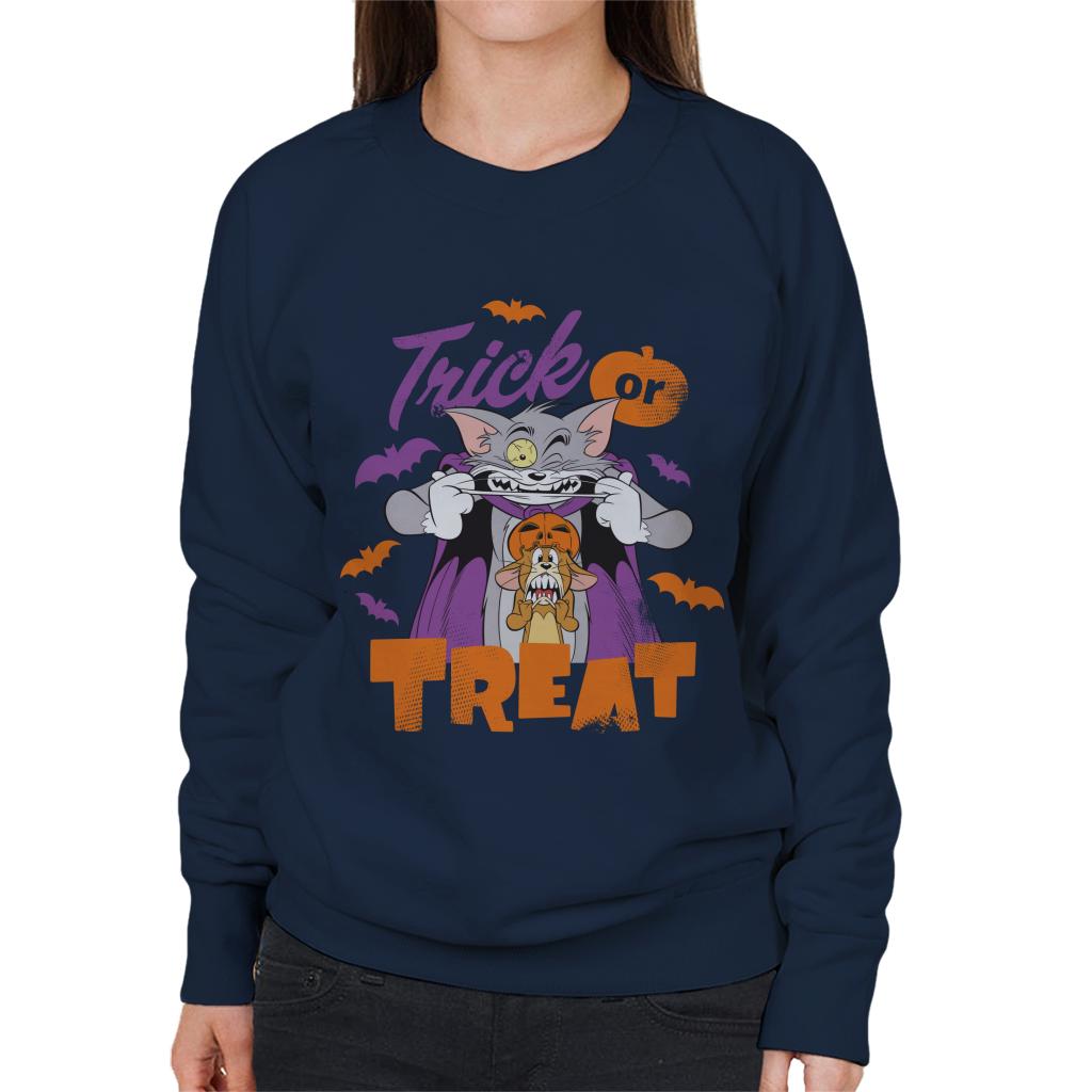 Tom and Jerry Halloween Trick Or Treat Scary Face Women's Sweatshirt-ALL + EVERY