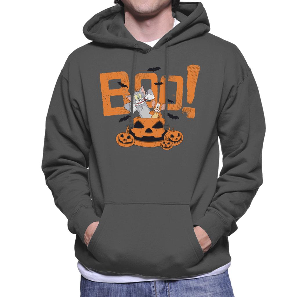 Tom and Jerry Halloween Boo Pumpkin Surprise Men's Hooded Sweatshirt-ALL + EVERY