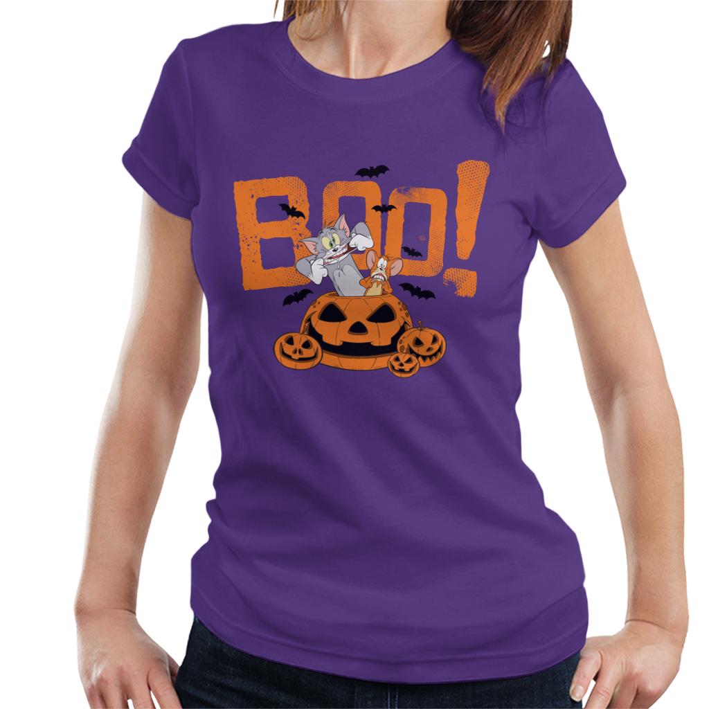 Tom and Jerry Halloween Boo Pumpkin Surprise Women's T-Shirt-ALL + EVERY