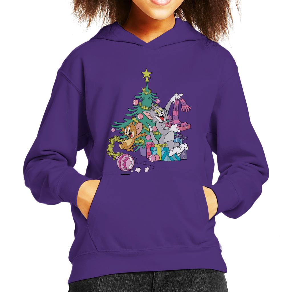 Tom and Jerry Christmas Festive Morning Kid's Hooded Sweatshirt-ALL + EVERY