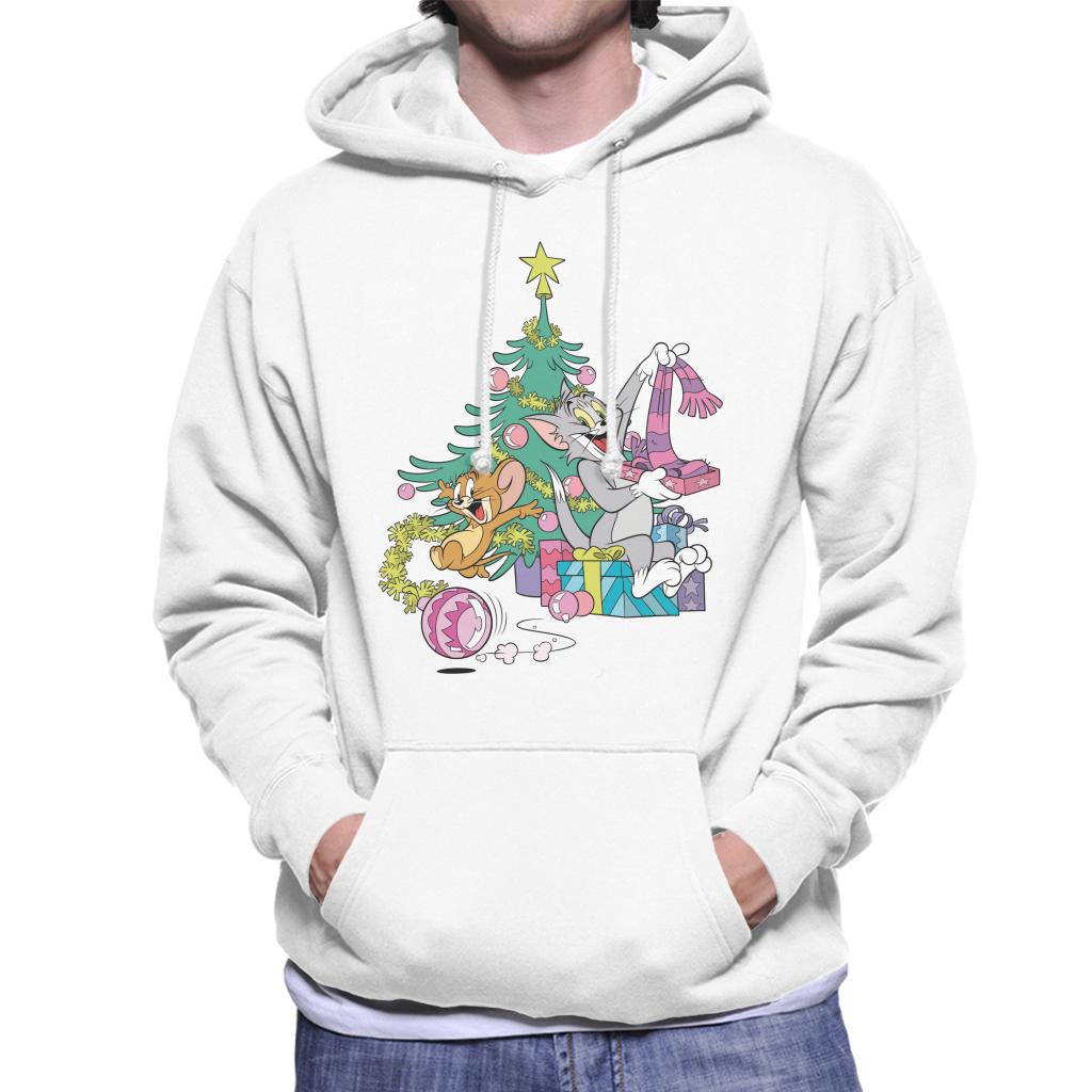 Tom and Jerry Christmas Festive Morning Men's Hooded Sweatshirt-ALL + EVERY