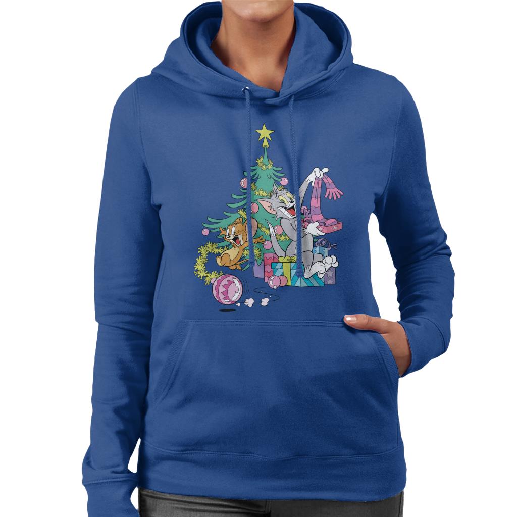 Tom and Jerry Christmas Festive Morning Women's Hooded Sweatshirt-ALL + EVERY