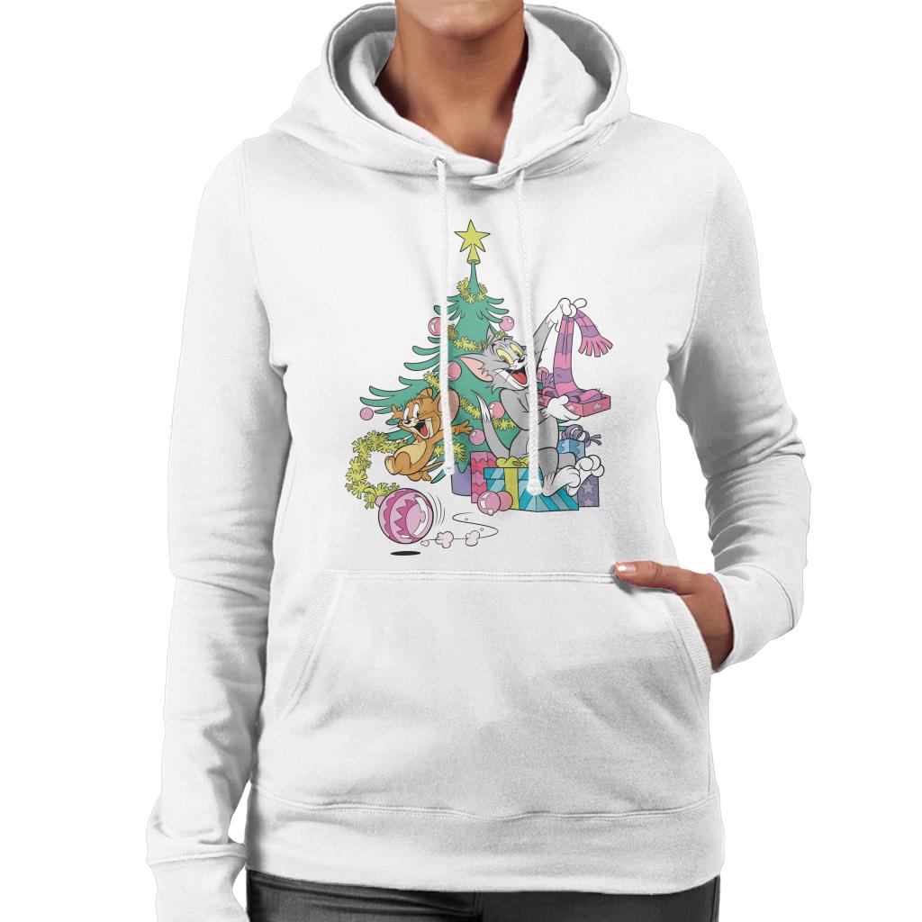 Tom and Jerry Christmas Festive Morning Women's Hooded Sweatshirt-ALL + EVERY