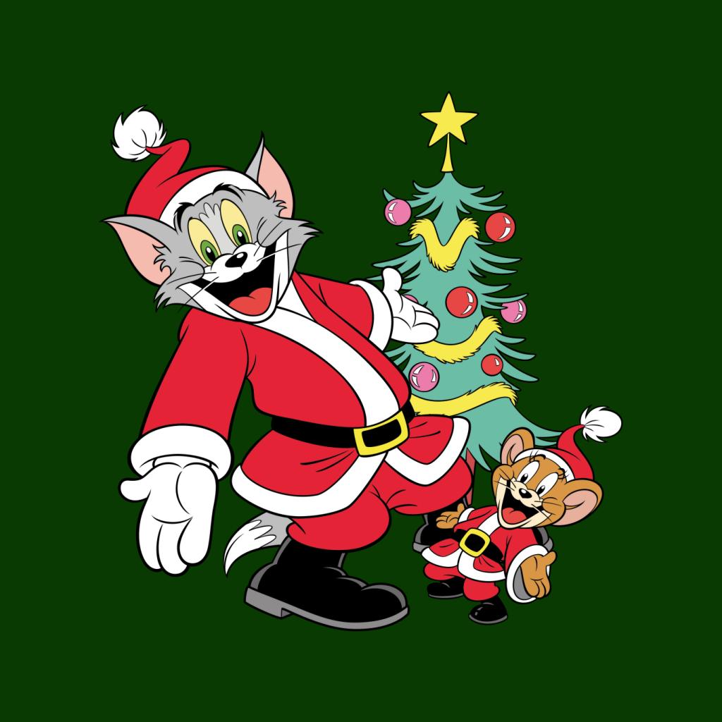 Tom and Jerry Christmas Festive Tree Men's T-Shirt-ALL + EVERY