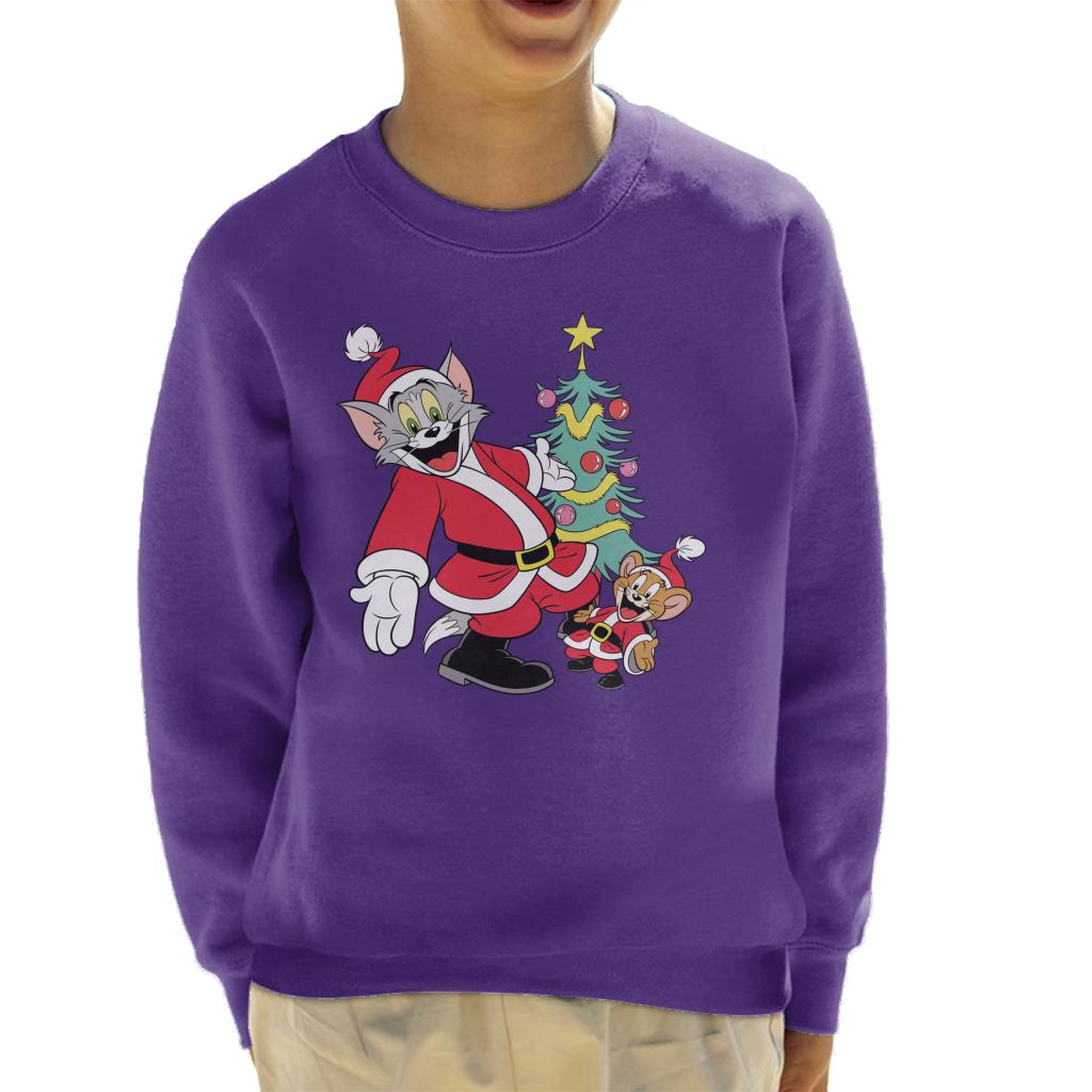 Tom and Jerry Christmas Festive Tree Kid's Sweatshirt-ALL + EVERY