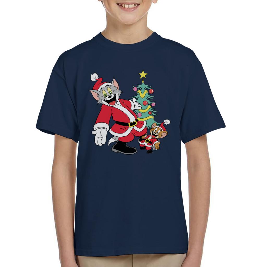 Tom and Jerry Christmas Festive Tree Kid's T-Shirt-ALL + EVERY