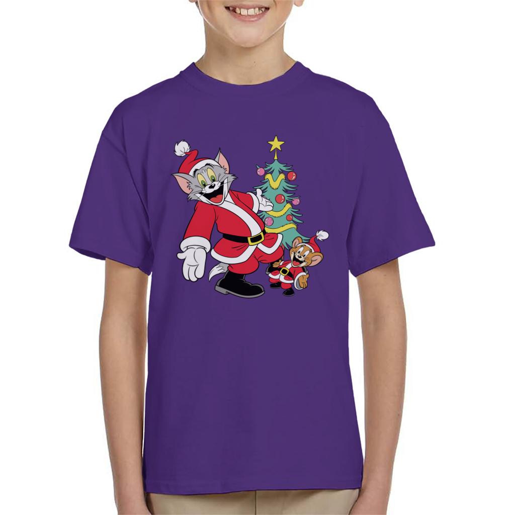 Tom and Jerry Christmas Festive Tree Kid's T-Shirt-ALL + EVERY