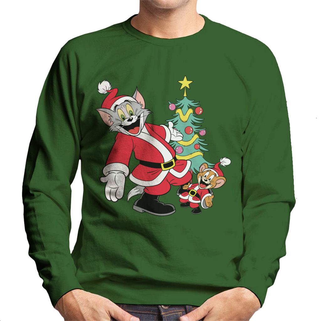 Tom and Jerry Christmas Festive Tree Men's Sweatshirt-ALL + EVERY