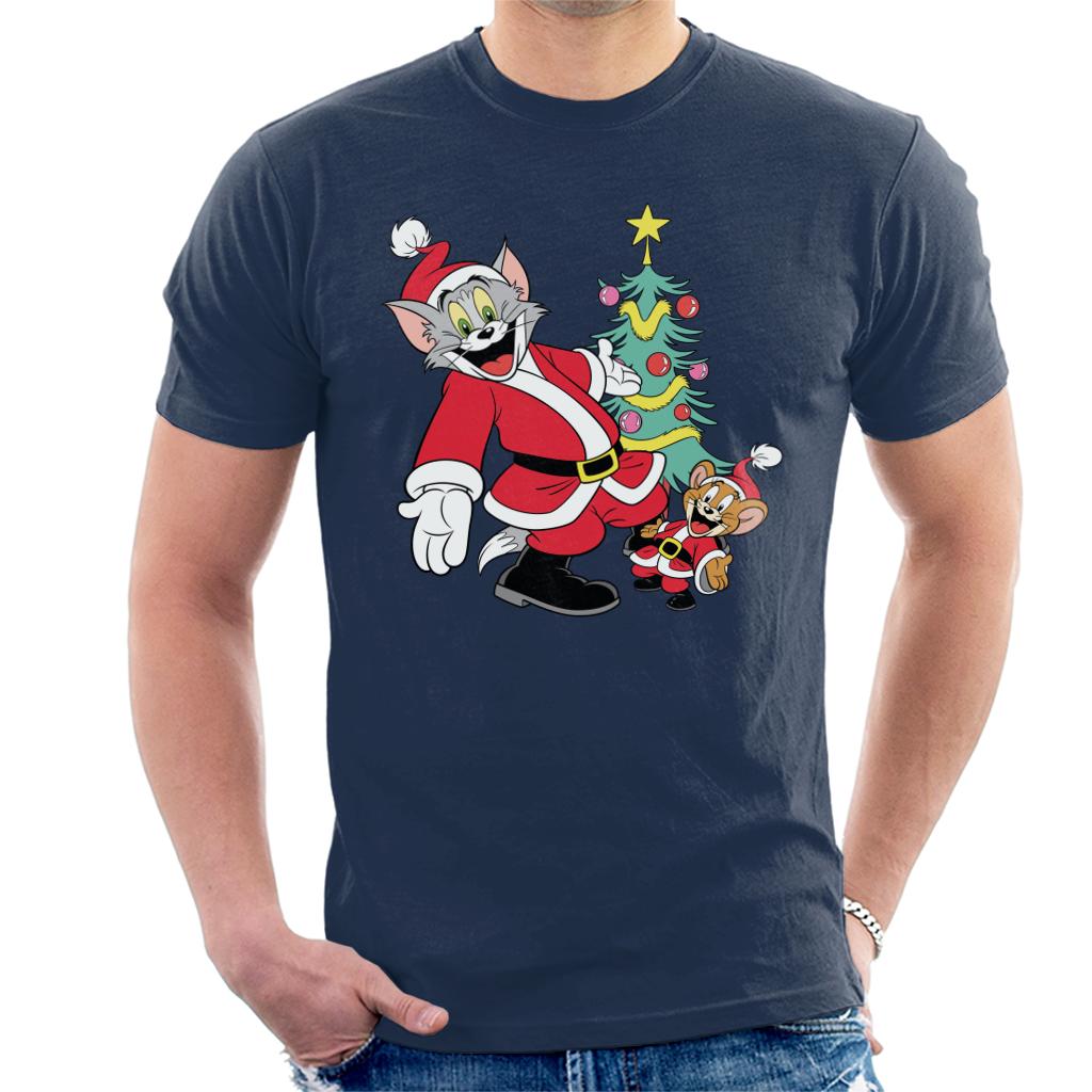 Tom and Jerry Christmas Festive Tree Men's T-Shirt-ALL + EVERY