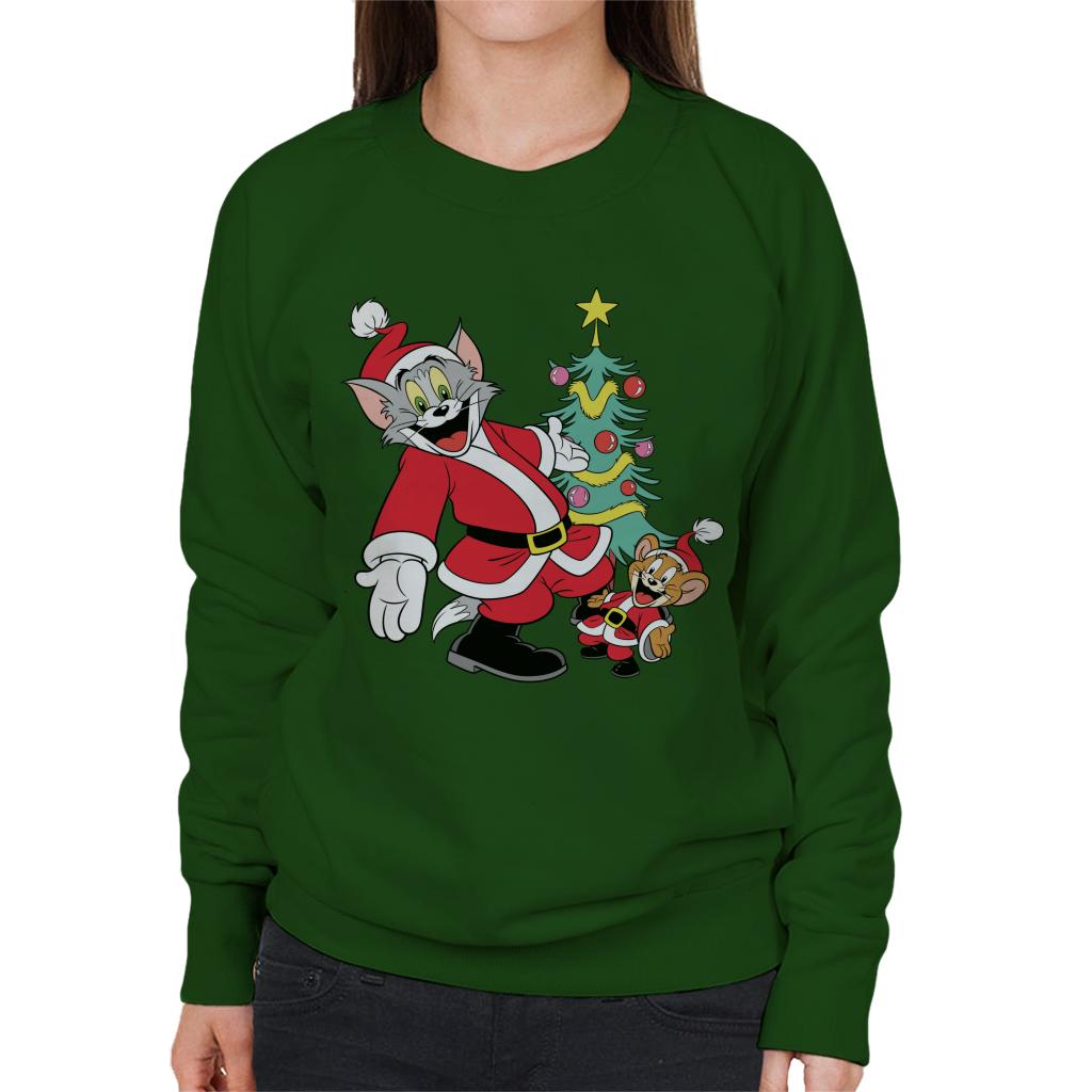 Tom and Jerry Christmas Festive Tree Women's Sweatshirt-ALL + EVERY