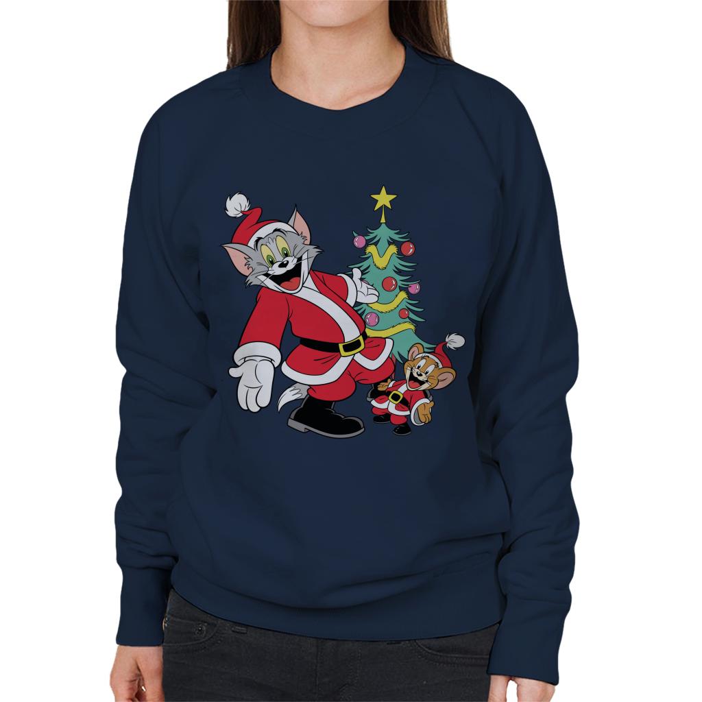 Tom and Jerry Christmas Festive Tree Women's Sweatshirt-ALL + EVERY